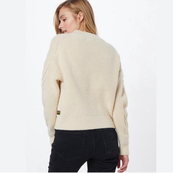 G-Star Raw Weet R Knit Wool Blend Sweater in Cream - Picture 9 of 9
